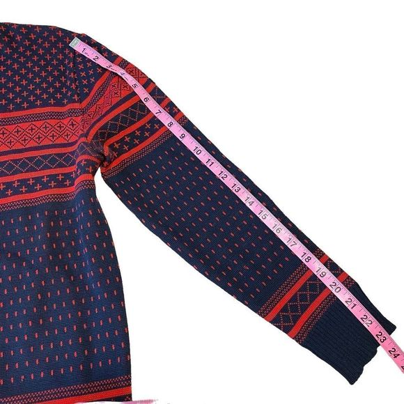 Lido Blue and Red Patterned Wool Sweater - Picture 8 of 9